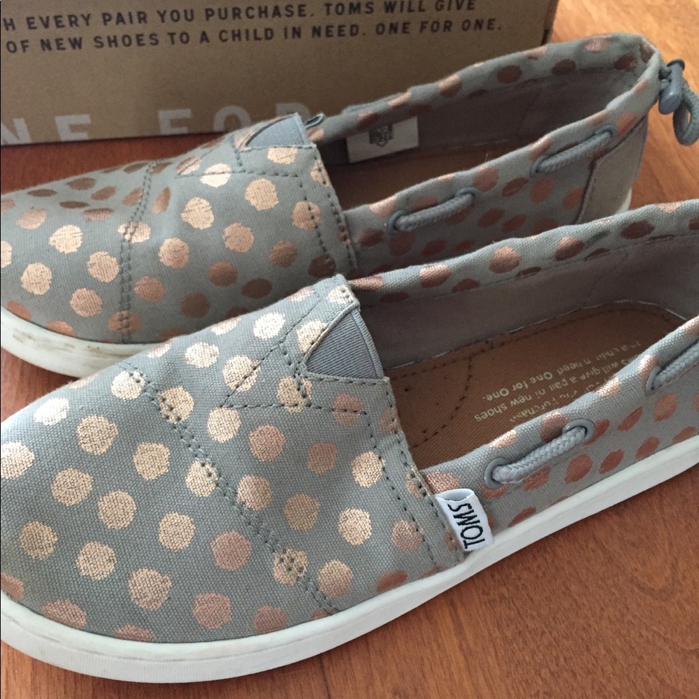 Girls Rose Gold Polka Dot Toms